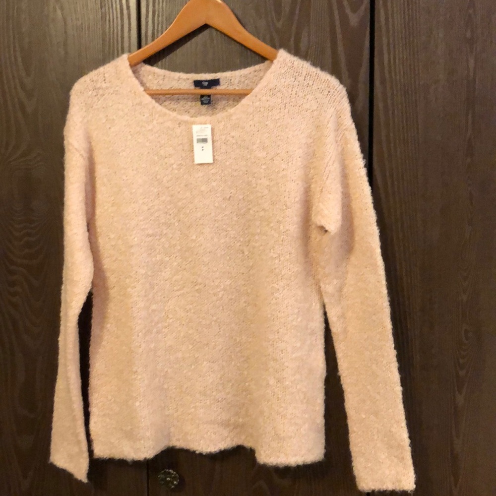 VINTAGE GAP NWT SOFT BLUSH PINK SIZE M BOUCLE LONG SLEEVE PULLOVER SWEATER -#055